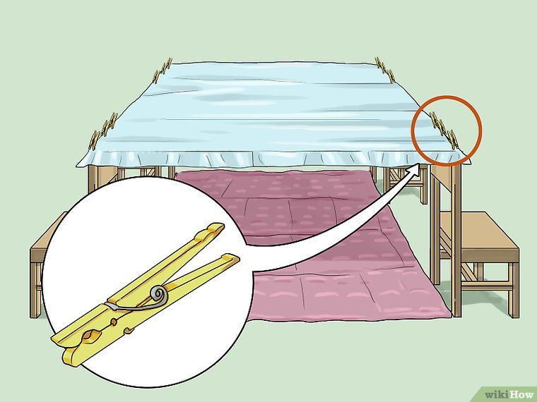 Illustration showing how to make a tent at home