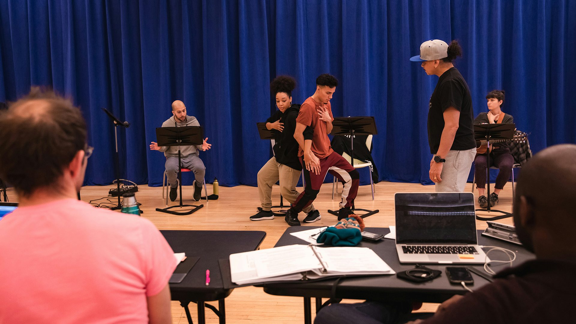 Artists from New Victory LabWorks project, How to Break, rehearse a moment of choreography.