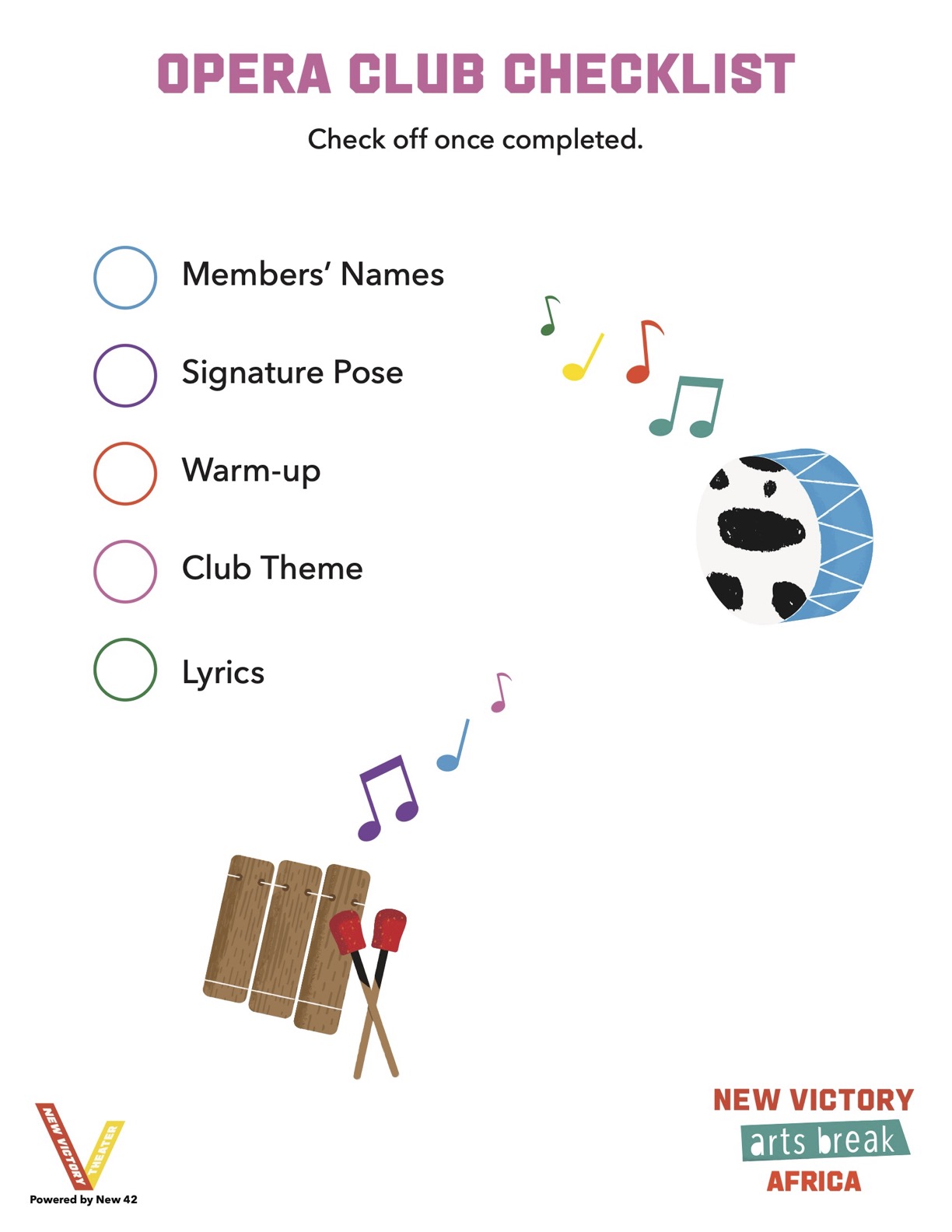 Opera Club Checklist Members’ Names Signature Pose Warm-up Club Theme Lyrics