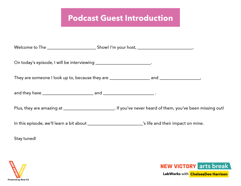 Podcast Guest Introduction worksheet template