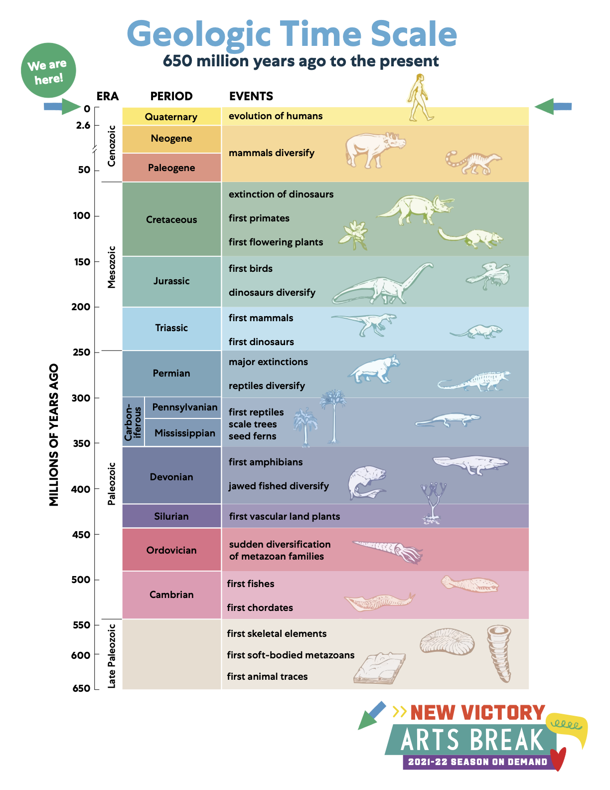 Geologic Timescale spanning 650 million years of life