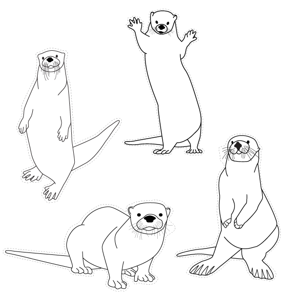 Four Otter Puppet Cutouts