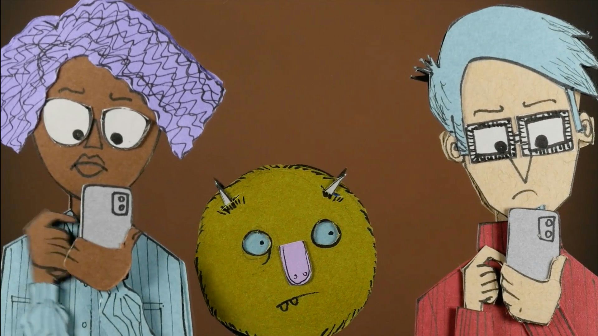 Paper puppets of Leonardo and sisters.