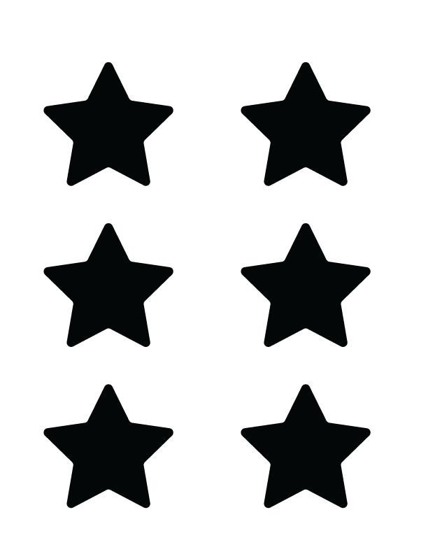 Template with six five-pointed stars in silhouette