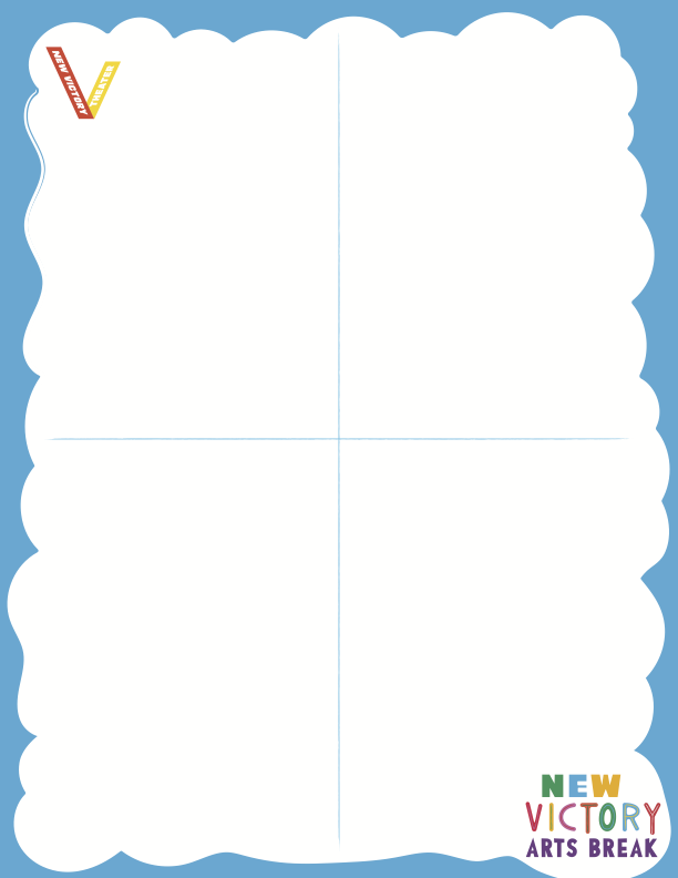 Blank template, a full-page white cloud divided into four blank quadrants