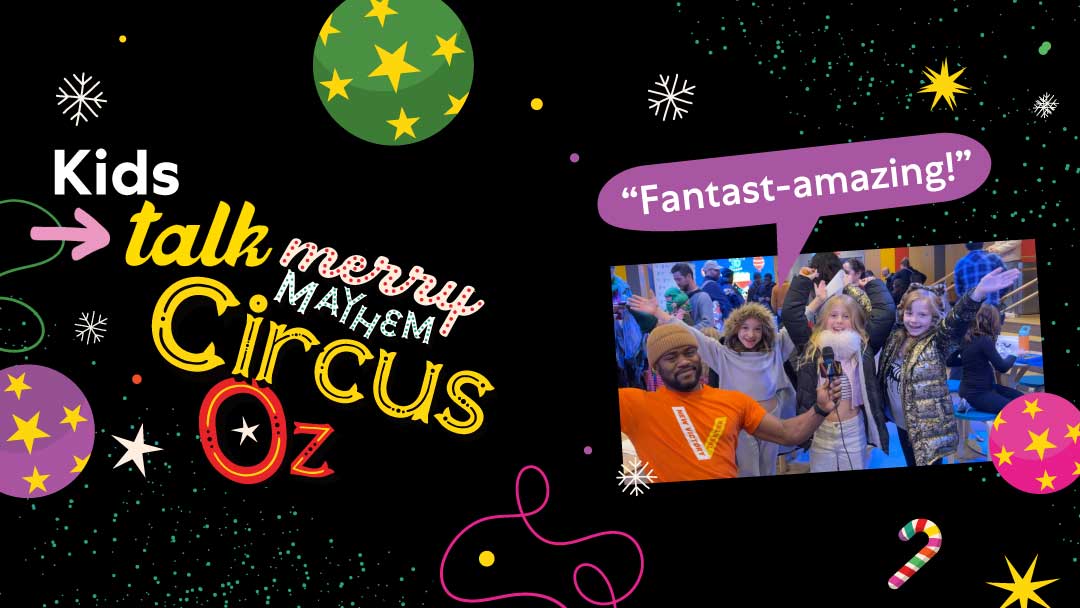 A black background with a cutout of a person in a red dress standing on the shoulders of a person in a green dress with text that says 