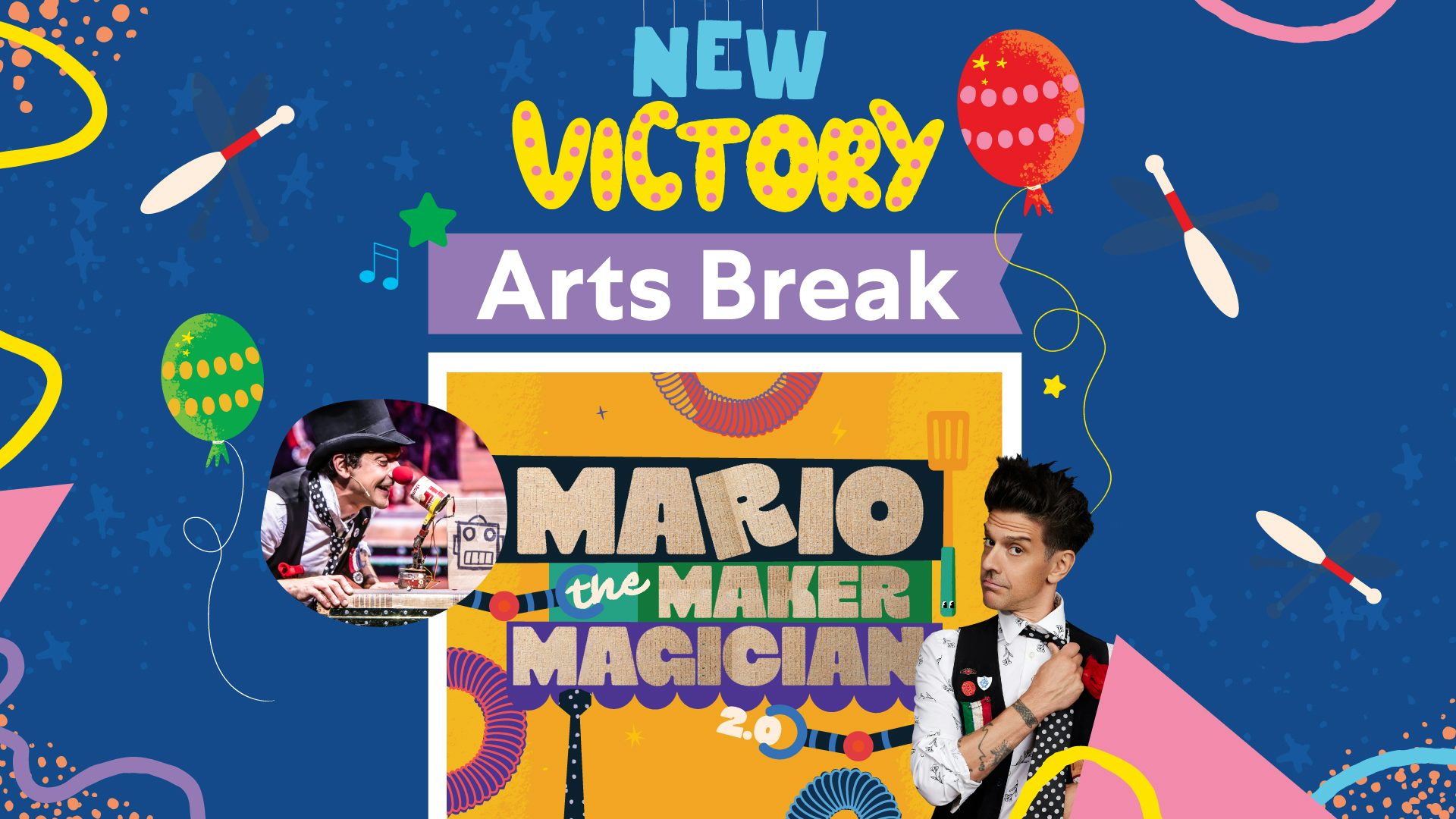 A colorfully illustrated title graphic reading 