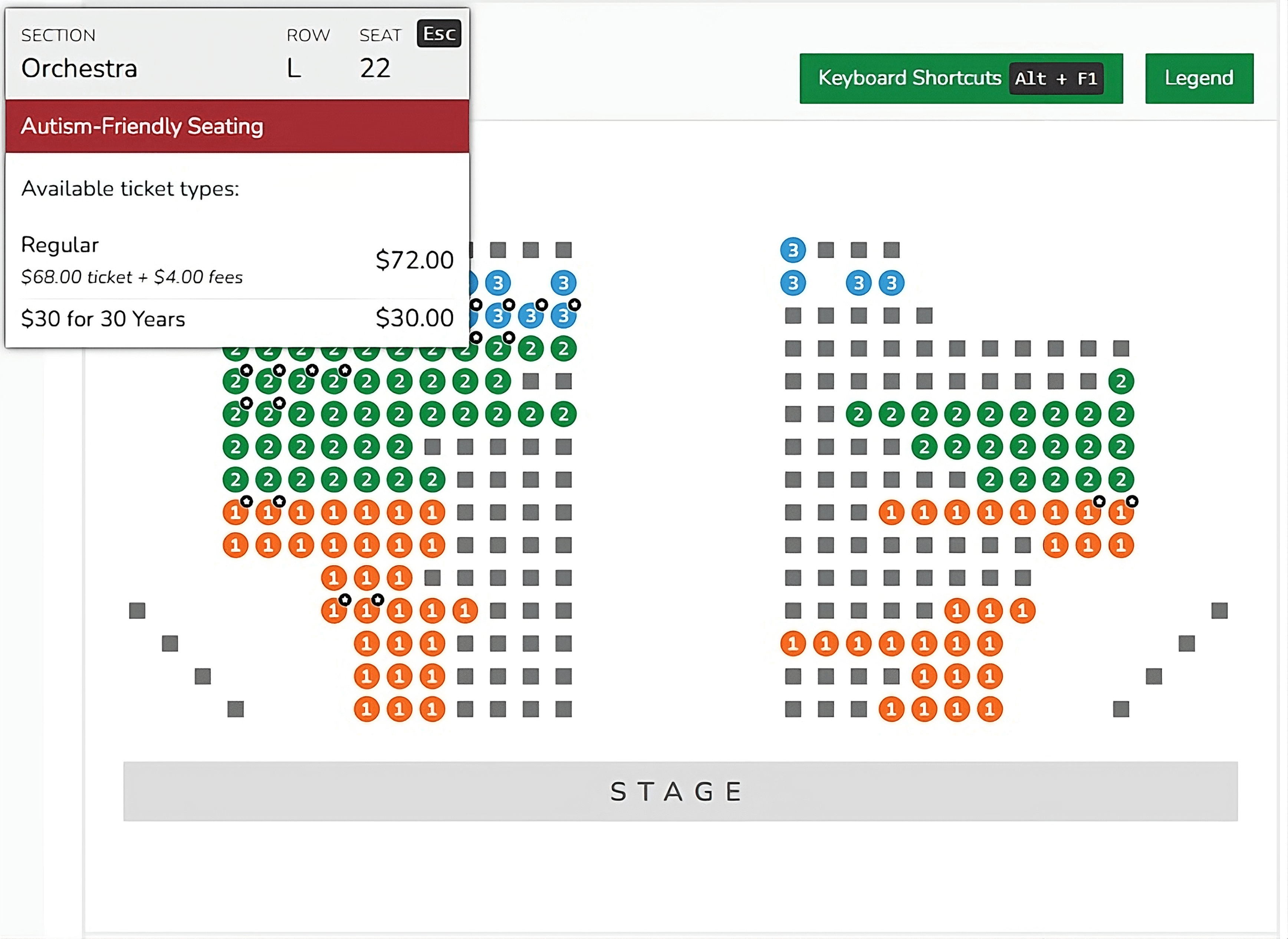 New Victory Seat Map